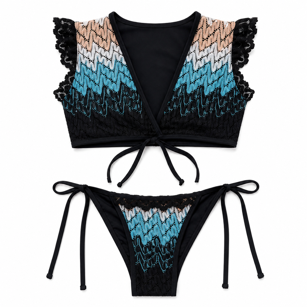 Turquoise Noir Lace Bikini Set