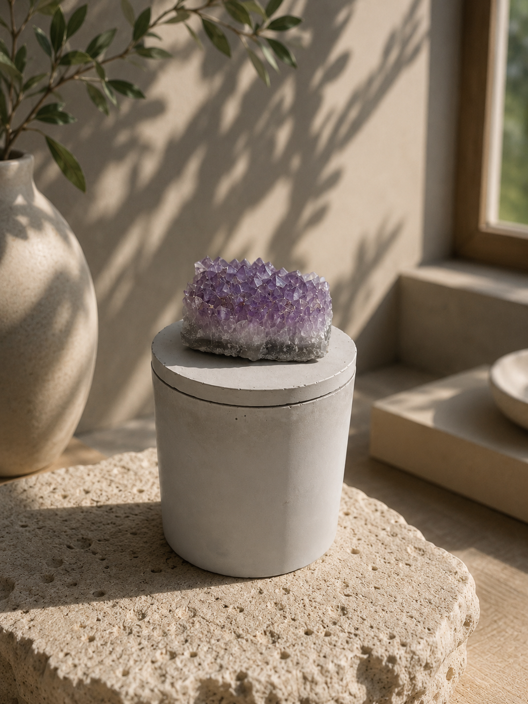 Amethyst crystal serenity candle