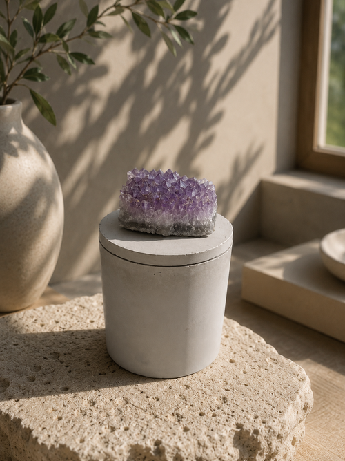 Amethyst crystal serenity candle
