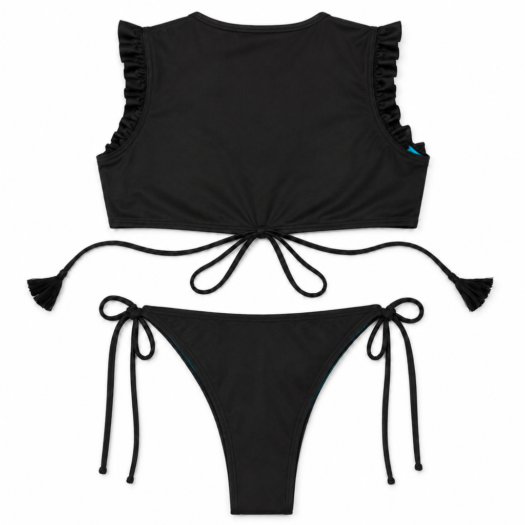 Midnight Splash Ruffle Bikini Set