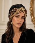 Golden Noir Sequin Turban Head Scarf
