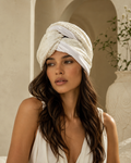 Ivory Sequin Turban Head Scarf