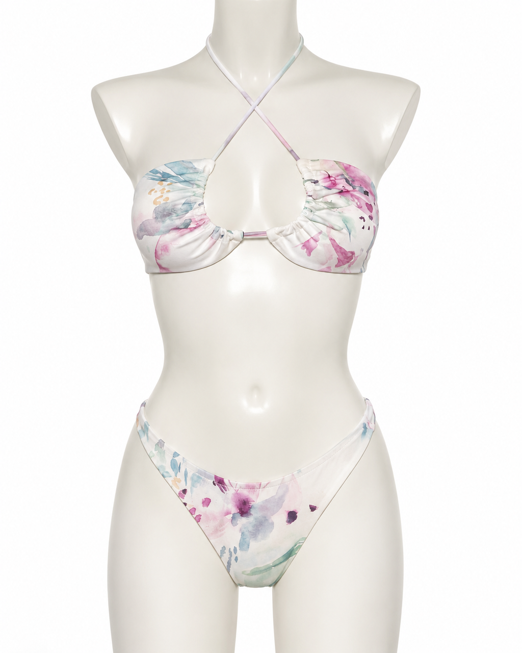 Watercolor Muse Ruched Halter Bikini
